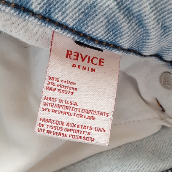 REVICE High Rise Distressed Bum Slit Straight Leg Boyfriend Jeans Size 32 - Picture 6 of 7